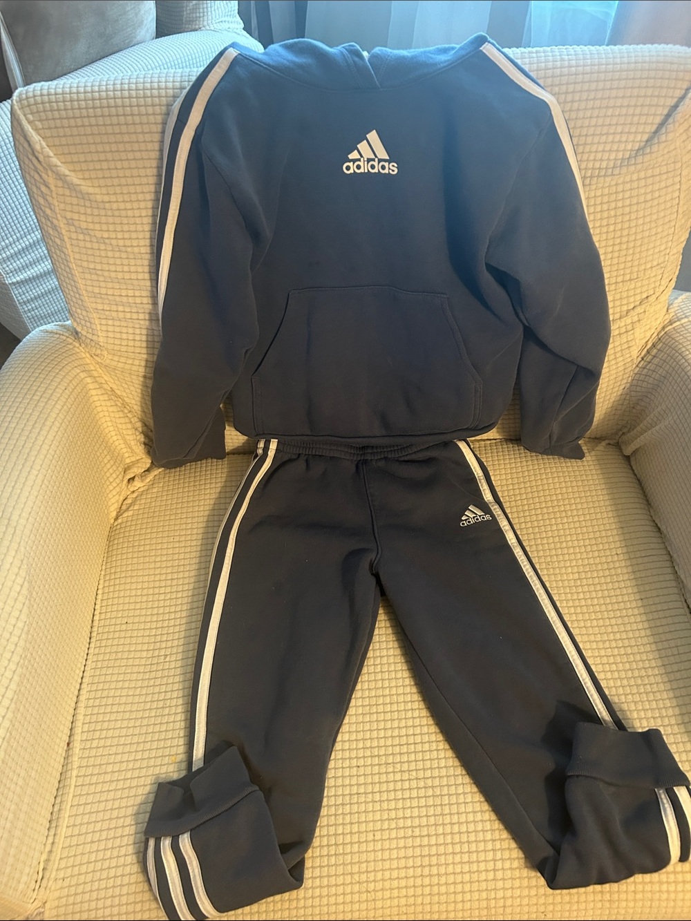 adidas Kids Navy Blue Hoodie & Joggers Set